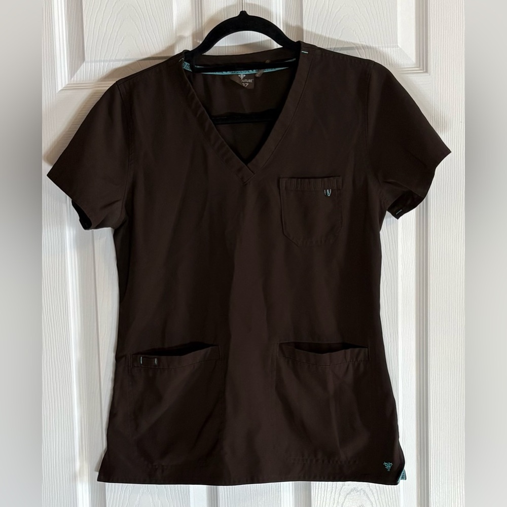 MED COUTURE Brown Women's XS Scrub Top